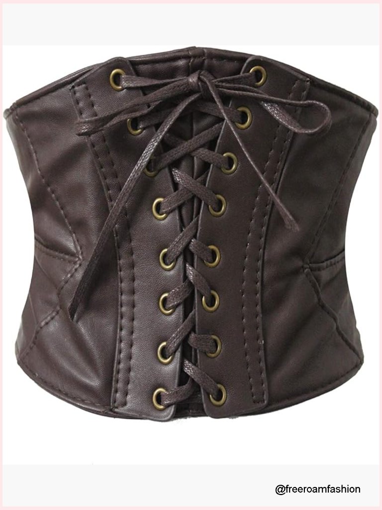 Faux Leather Underbust Waist Belt Corset For Waist Training